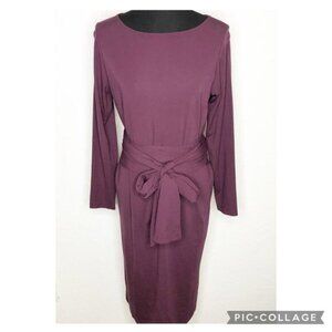 Ann Taylor wine purple tie waist midi dress size 12